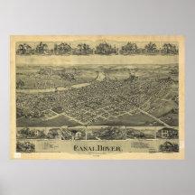 Canal 1899 mapa panorámico de la opinión de ojo de posters