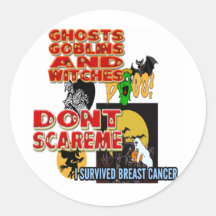 CÁNCER DE PECHO DE HALLOWEEN PEGATINA REDONDA