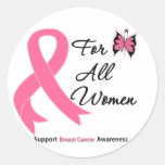 Cáncer de pecho para todas las mujeres etiqueta redonda