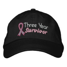 Cáncer de pecho superviviente de 3 años gorros bordados