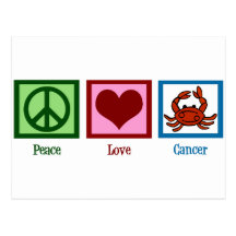 Cáncer del amor de la paz tarjeta postal