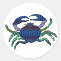 Cangrejo azul esmaltado etiqueta