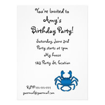 Cangrejo azul invitaciones personales 