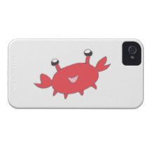 Cangrejo rojo feliz lindo Case-Mate iPhone 4 protectores