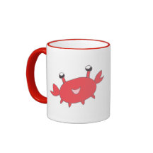 Cangrejo rojo feliz lindo tazas