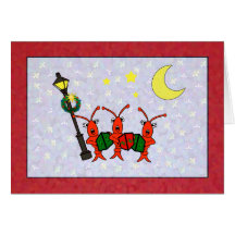 Cangrejos de Caroling/tarjeta de Navidad del trío 