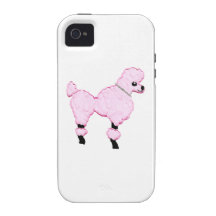 Caniche rosado con arte Jeweled del dibujo animado Case-Mate iPhone 4 Carcasas