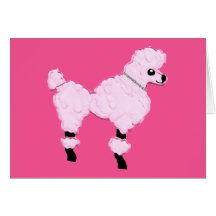 Caniche rosado con arte Jeweled del dibujo animado Tarjetón