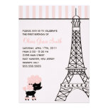 Caniche rosado en el cumpleaños de París Invitación Personalizada