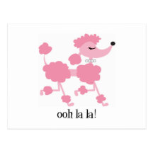 caniche rosado tarjeta postal