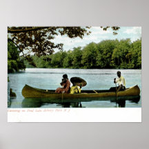 Canoeing, parque de Asbury, vintage 1907 de New Je Poster