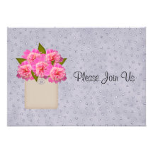 Cántaro de Peonies que casan la invitación