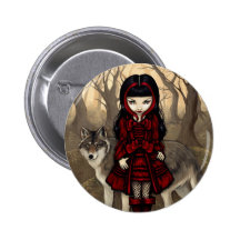 "Capa con capucha roja en botón del otoño" Pins