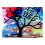 Capas transparentes del árbol y de la tinta tarjetas postales