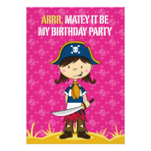 Capitán Party Invite del pirata del chica Invitacion Personal