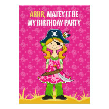 Capitán Party Invite del pirata del chica Comunicado