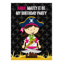 Capitán Party Invite del pirata del chica Invitación