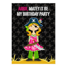 Capitán Party Invite del pirata del chica Comunicados