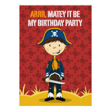 Capitán Party Invite del pirata del muchacho Invitaciones Personalizada