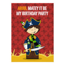 Capitán Party Invite del pirata del muchacho Anuncios Personalizados