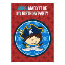 Capitán Party Invite del pirata del muchacho Comunicado