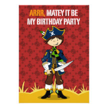 Capitán Party Invite del pirata del muchacho Anuncio Personalizado