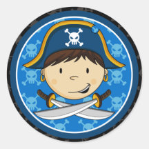 Capitán Sticker Sheet del pirata Pegatina Redonda