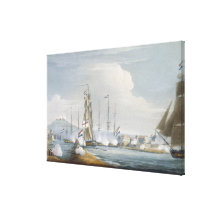 Captura del puerto de Curacoa, indies del este hol Lona Estirada Galerias