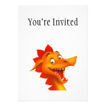 Cara adorable del dragón con los ojos verdes invitación