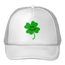 Cara afortunada del smiley del trébol de cuatro ho gorros bordados