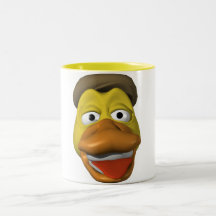 Cara amarilla del smiley de la cara del pato tazas de café