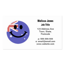Cara australiana del smiley de la bandera plantilla de tarjeta de visita
