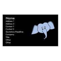 Cara azul del elefante. Dibujo animado Plantillas De Tarjetas Personales