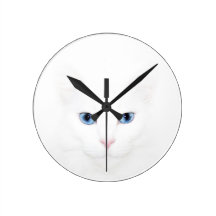 Cara blanca observada azul del gato relojes