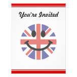 Cara británica del smiley de la bandera invitaciones