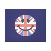 Cara británica del smiley de la bandera impresiones de lienzo