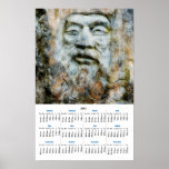 Cara de la roca - hombre tallado en piedra posters