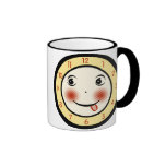 Cara de reloj torpe retra tazas