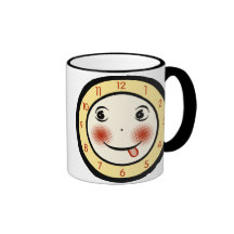 Cara de reloj torpe retra tazas