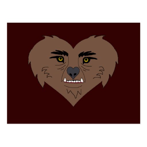 Cara del corazón del hombre lobo postales