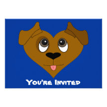 Cara del corazón del perro invitaciones personalizada