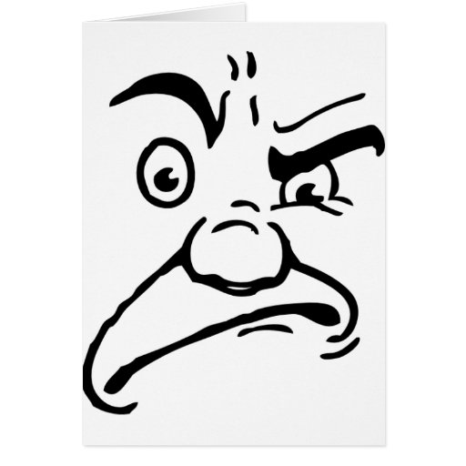 Cara del dibujo animado que dice con desprecio tarjetón