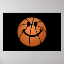 Cara del smiley del baloncesto poster