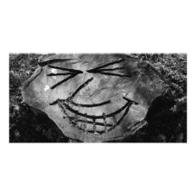 Cara del tocón de árbol tarjeta fotográfica