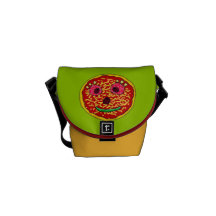 Cara divertida de la pizza bolsa messenger