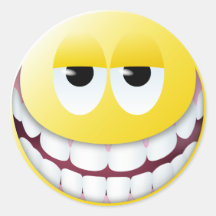 Cara enorme del smiley de la sonrisa pegatinas redondas