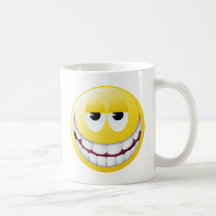 Cara enorme del smiley de la sonrisa tazas de café