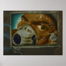 Cara fresca de la pintada con la máscara poster