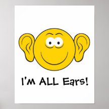 Cara grande del smiley de los oídos poster