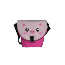 Cara linda del cerdo - minimalism del kawaii bolsa messenger